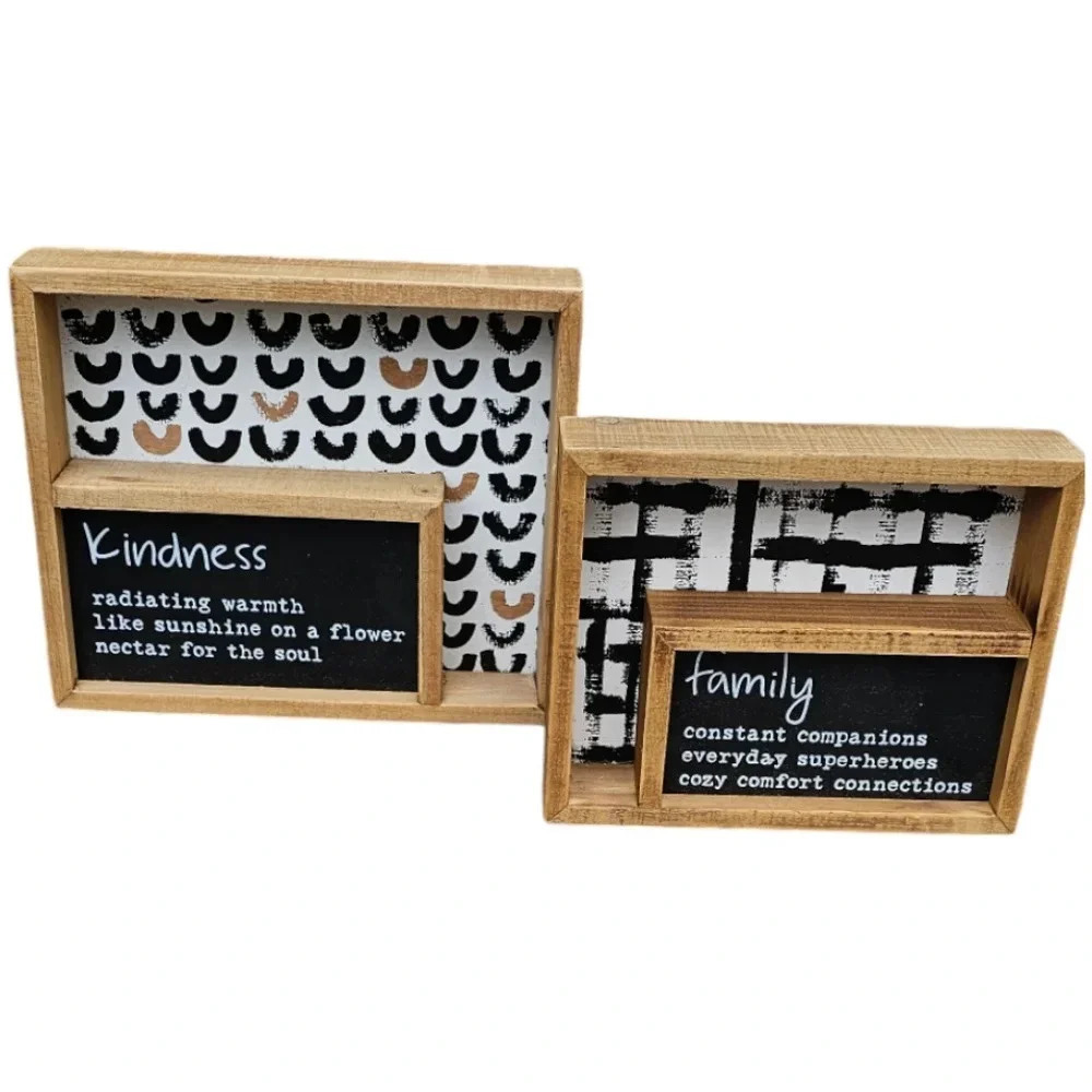 1-Set Kindness & Family Boho Decorative Signs. Kindness @ 8x7. Family @ 6x5​​​​​